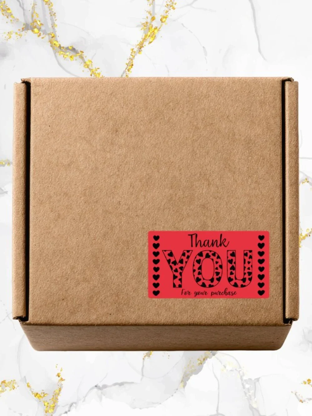 100 Cute Hearts Thank You Stickers for Packaging | Small Business Labels